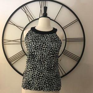 Notations Sleeveless Black/White/Gray Top Size L
